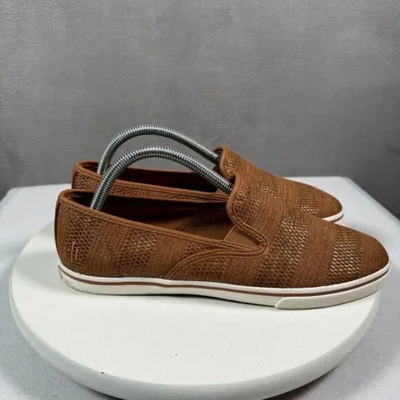 Lauren Ralph Lauren Janis Brown Slip On Sneaker Womens 9B Brown Woven Straw Look - Picture 4 of 10